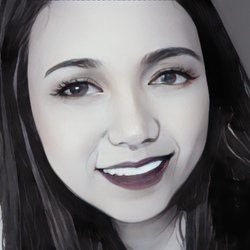 Alyssa portrait in an anime black and out rendering