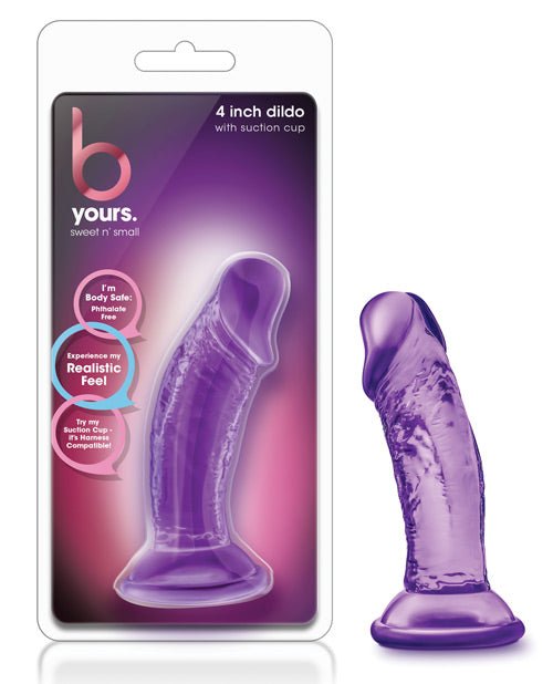 B Yours - Sweet n' Small 4 Inch Dildo With Suction Cup - Purple