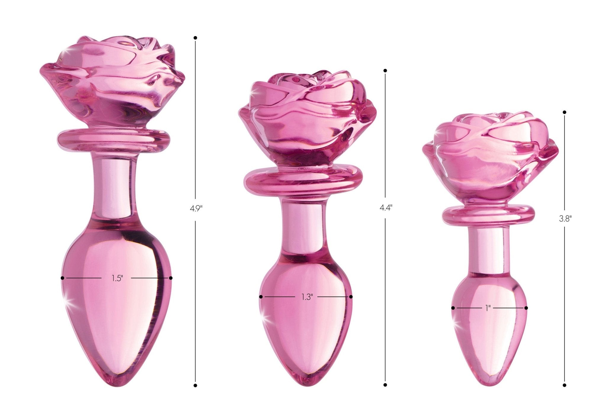Booty Sparks Pink Rose Glass Anal Plug