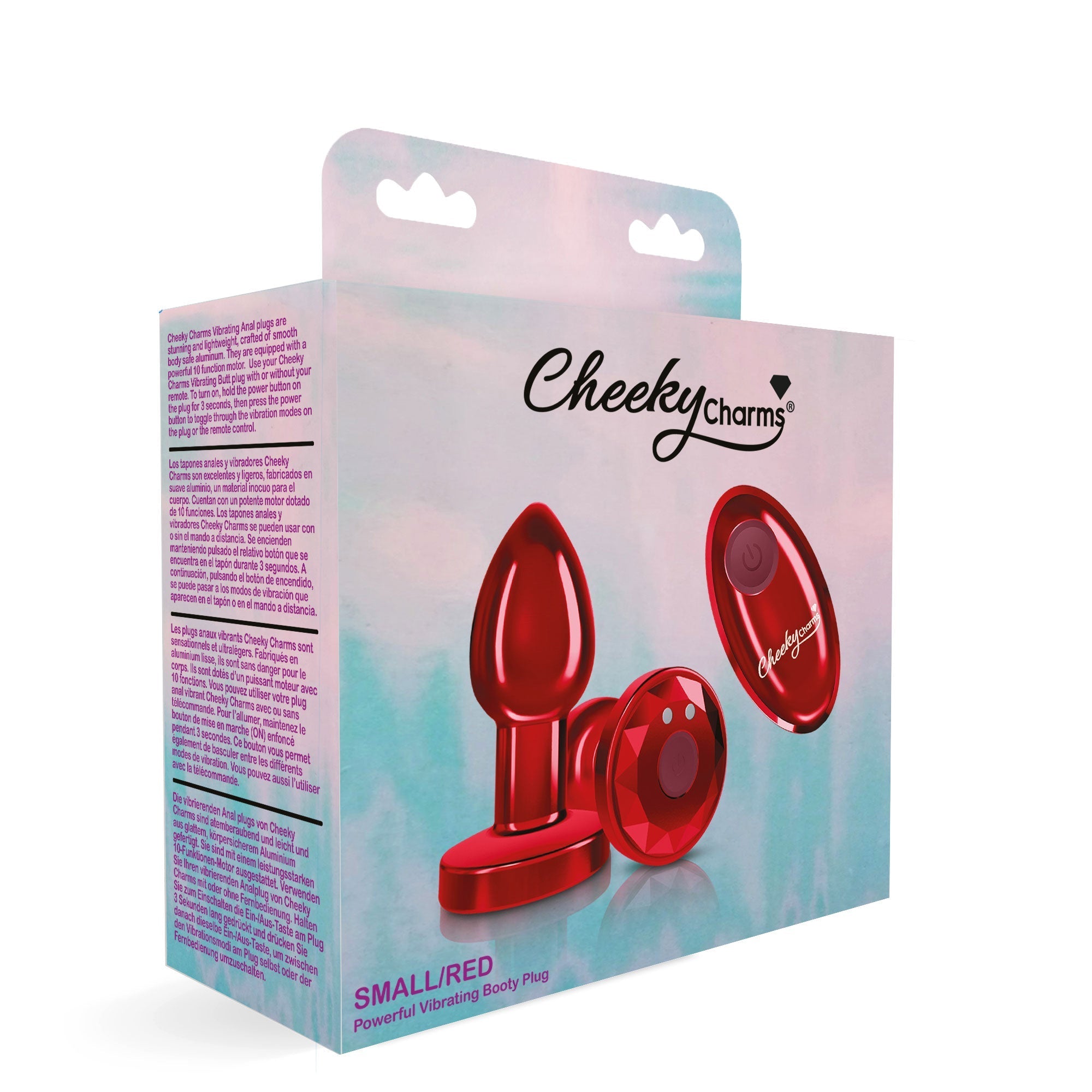 Cheeky Charms Vibrating Metal Plug Red W/ Remote Small