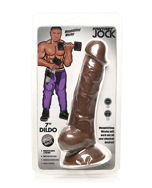 Curve Toys Jock Weightlifting Wesley 7" Dildo W/balls - Dark