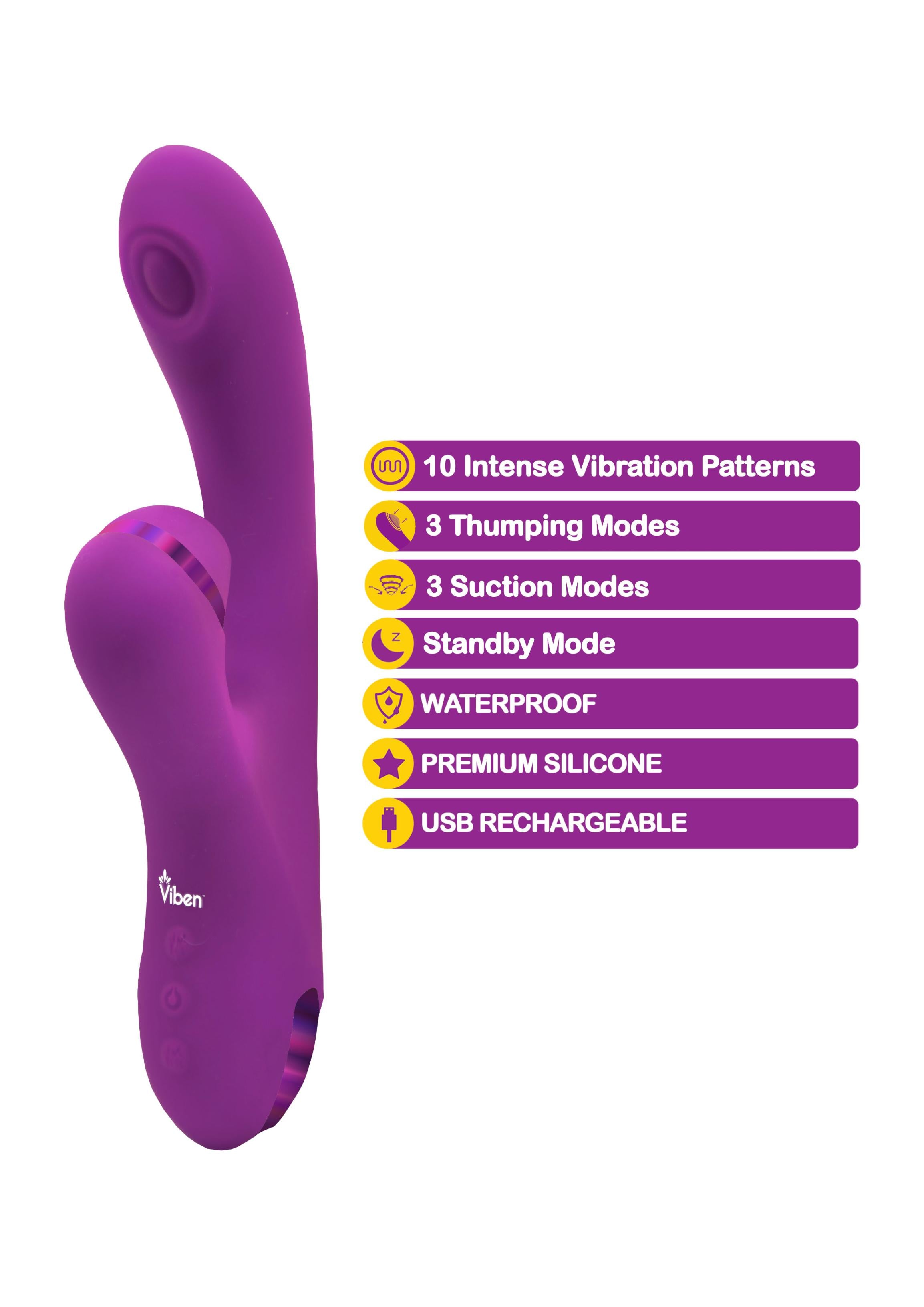 Dazzle - Berry - Rechargeable Thumping and Suction Rabbit Vibrator