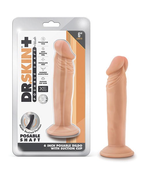 Dr. Skin Plus - 5 Inch Posable Dildo - Vanilla 6 Inch / Vanilla