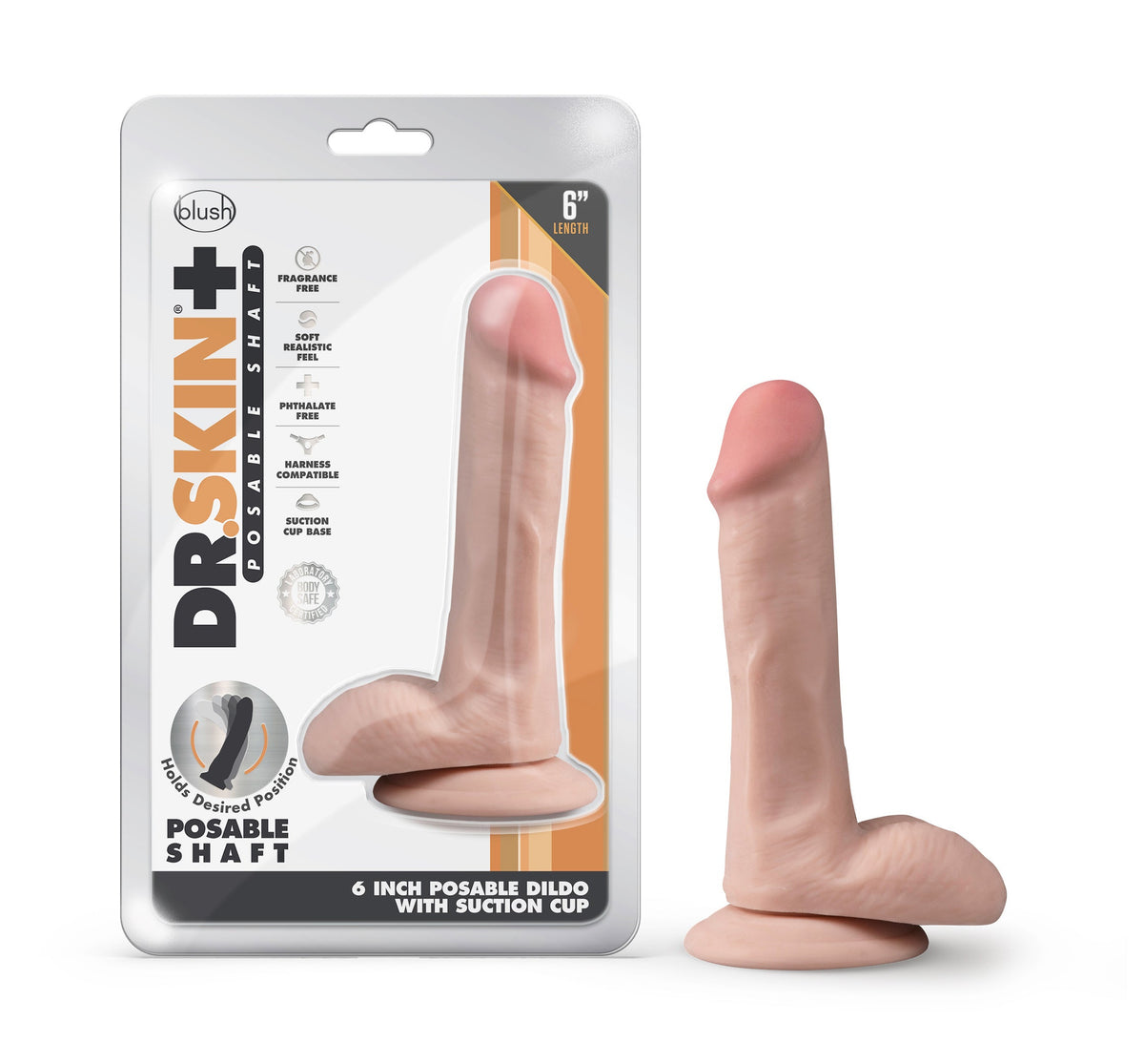 Dr Skin Plus 6in Poseable Dildo Vanilla
