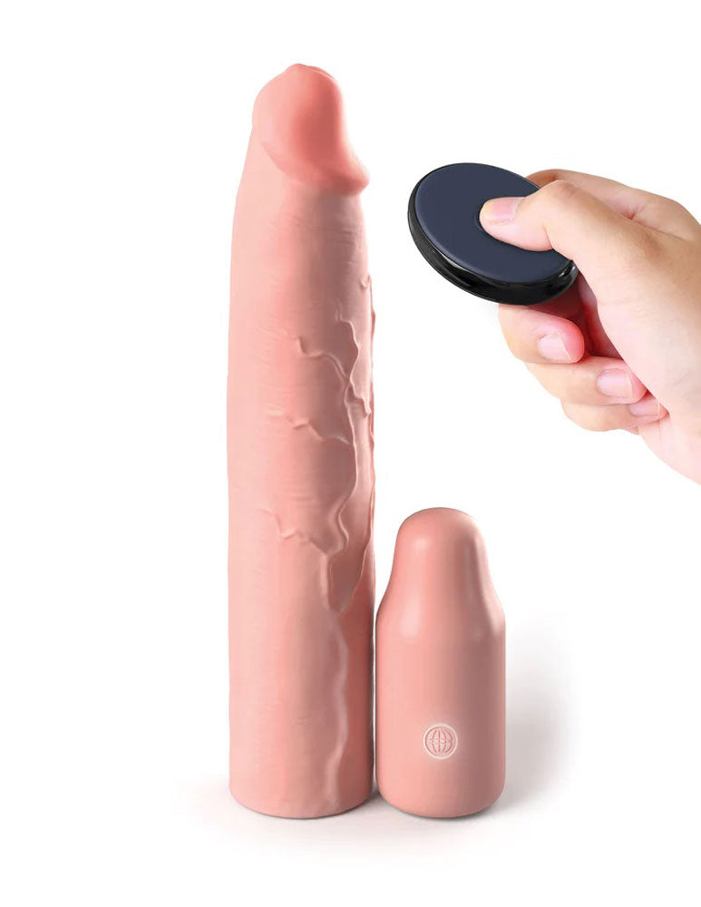 Fantasy X-tensions Elite 9in Sleeve W/ Vibrating Plug Light Light