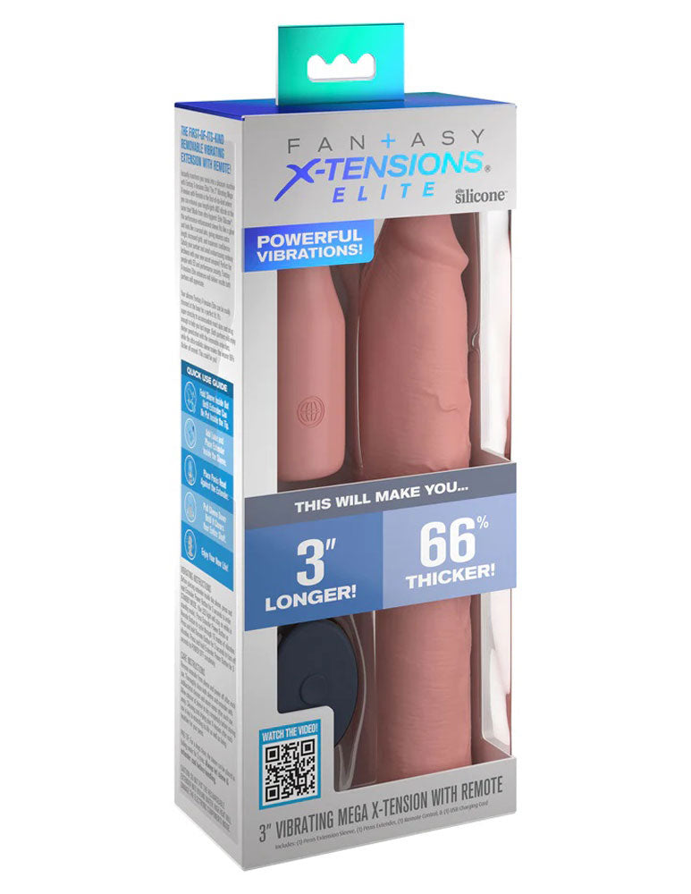 Fantasy X-tensions Elite 9in Sleeve W/ Vibrating Plug Light Light