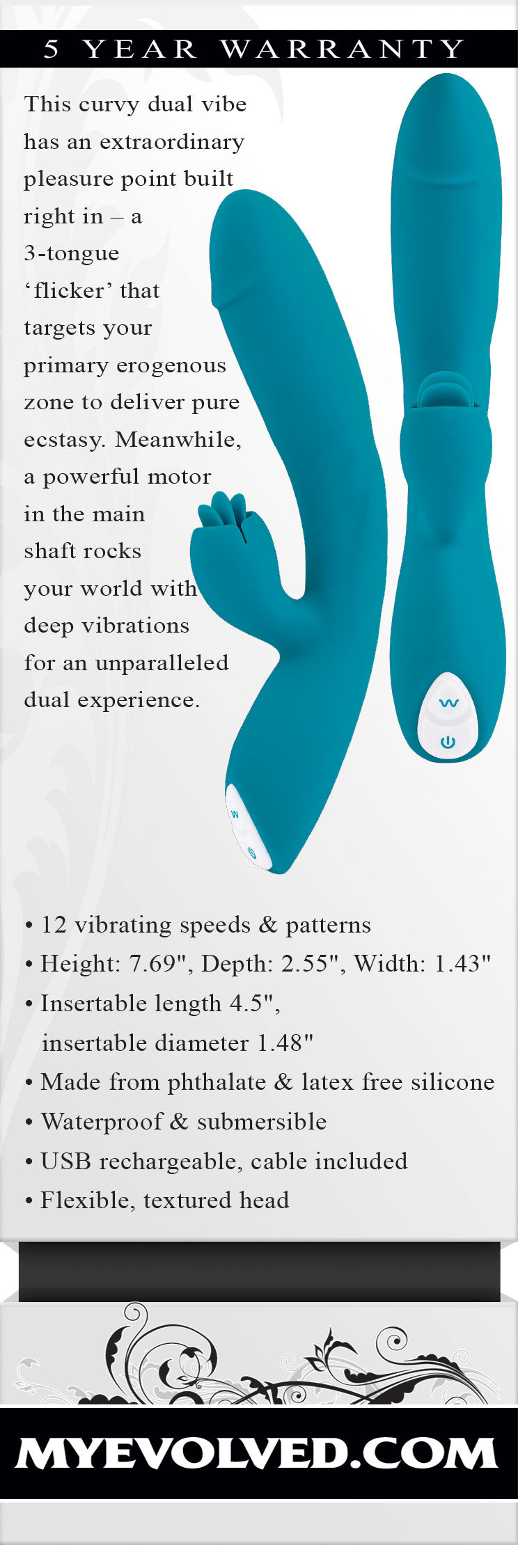 Fierce Flicker - Teal Dual Stimulator by Evolved