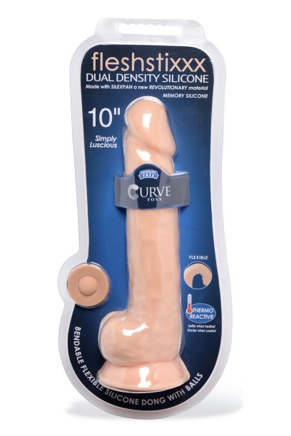 Fleshstixxx 10-inch Soft High-Quality Silicone Dildo with Balls Vanilla