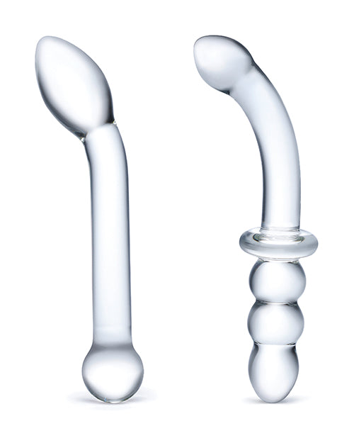 G-spot Pleasure Glass Dildo Set 2 Pc in Clear by Glas