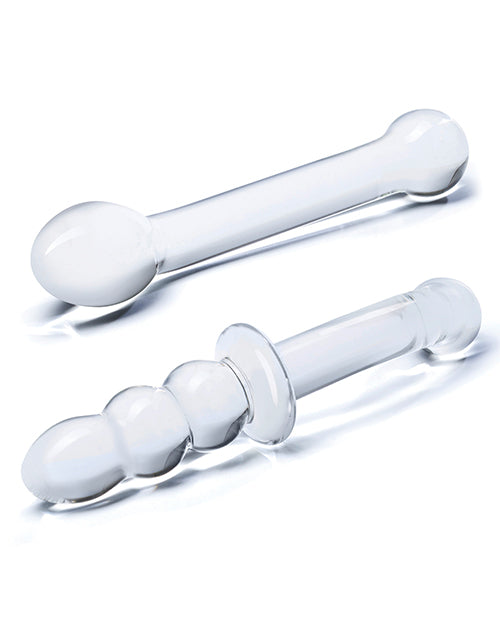 G-spot Pleasure Glass Dildo Set 2 Pc in Clear by Glas