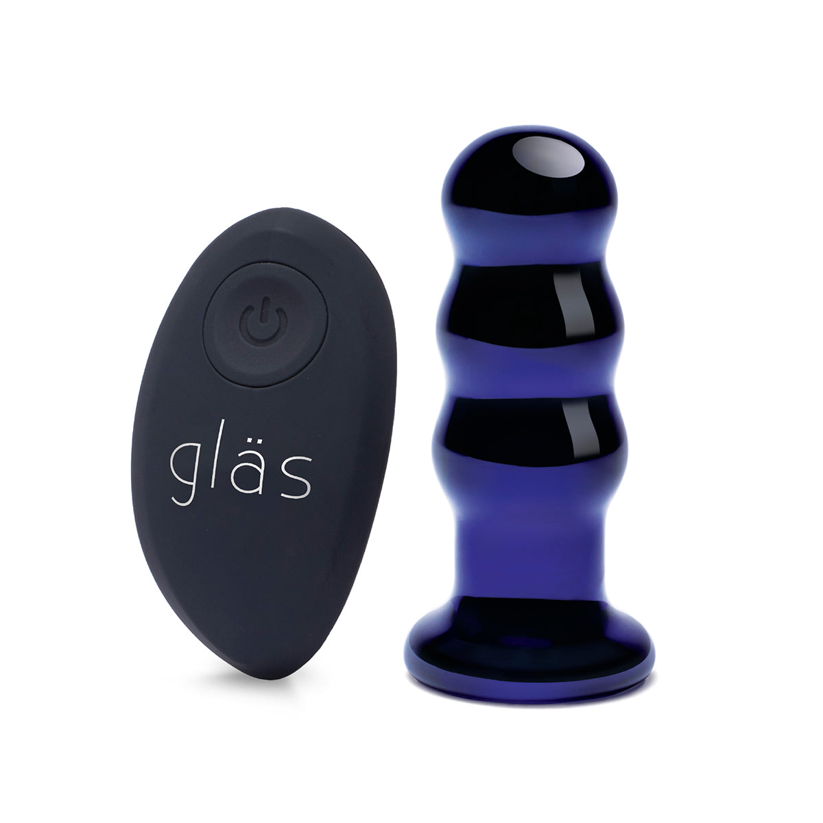 Glas 3.5" Rechargeable Vibrating Beaded Butt Plug - Blue
