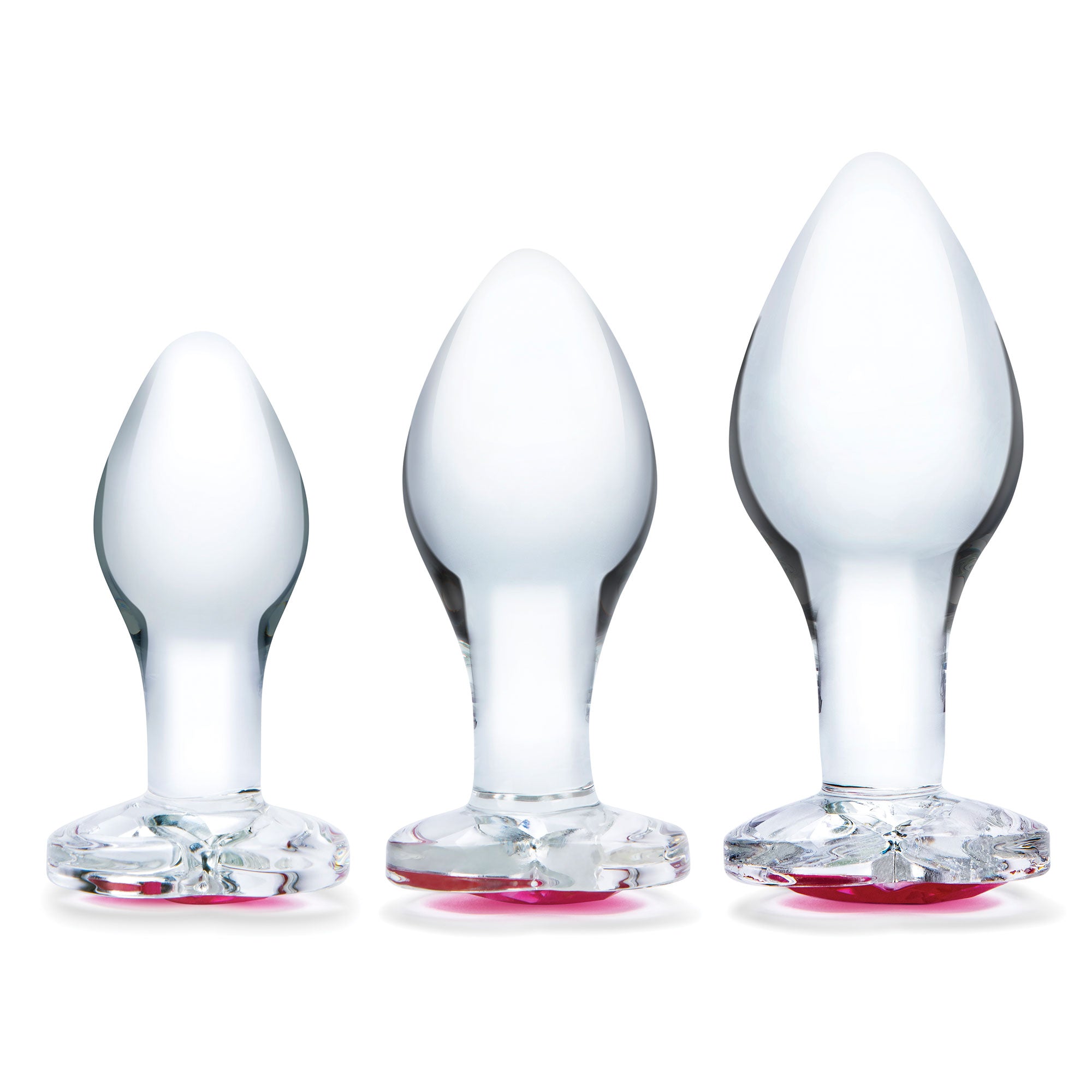 Glas 3 Pc Heart Jewel Glass Anal Training Kit