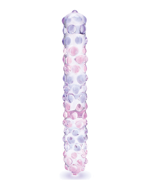 Glas 9" Purple Rose Nubby Glass Dildo - Purple/pink