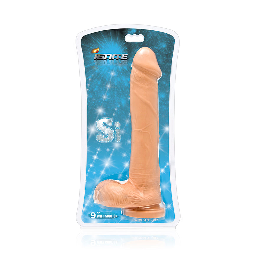 Ignite Cock W/balls Flesh W/suction Cup 9 inches