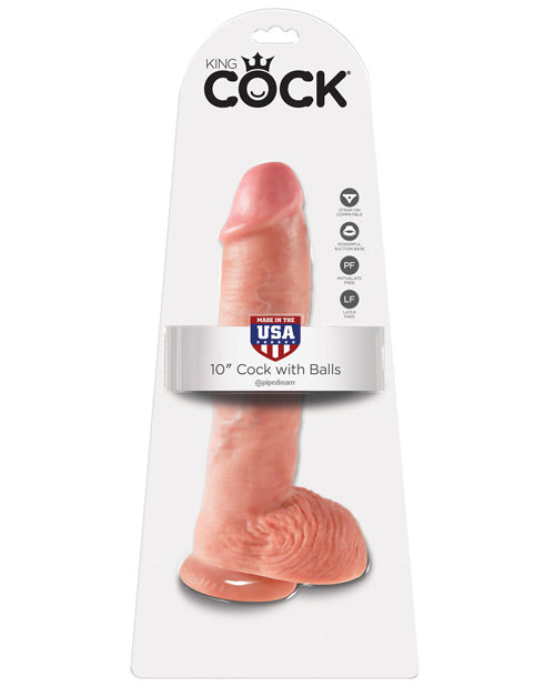 King Cock 10in Cock W/balls Flesh