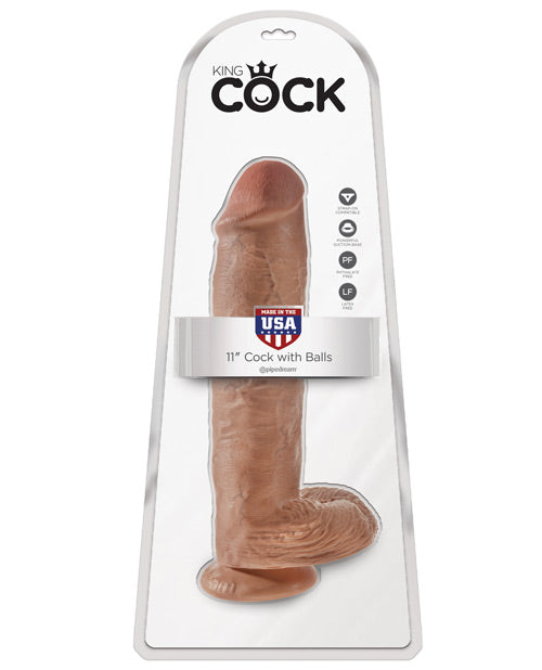 King Cock 11" Cock With Balls - Tan Tan
