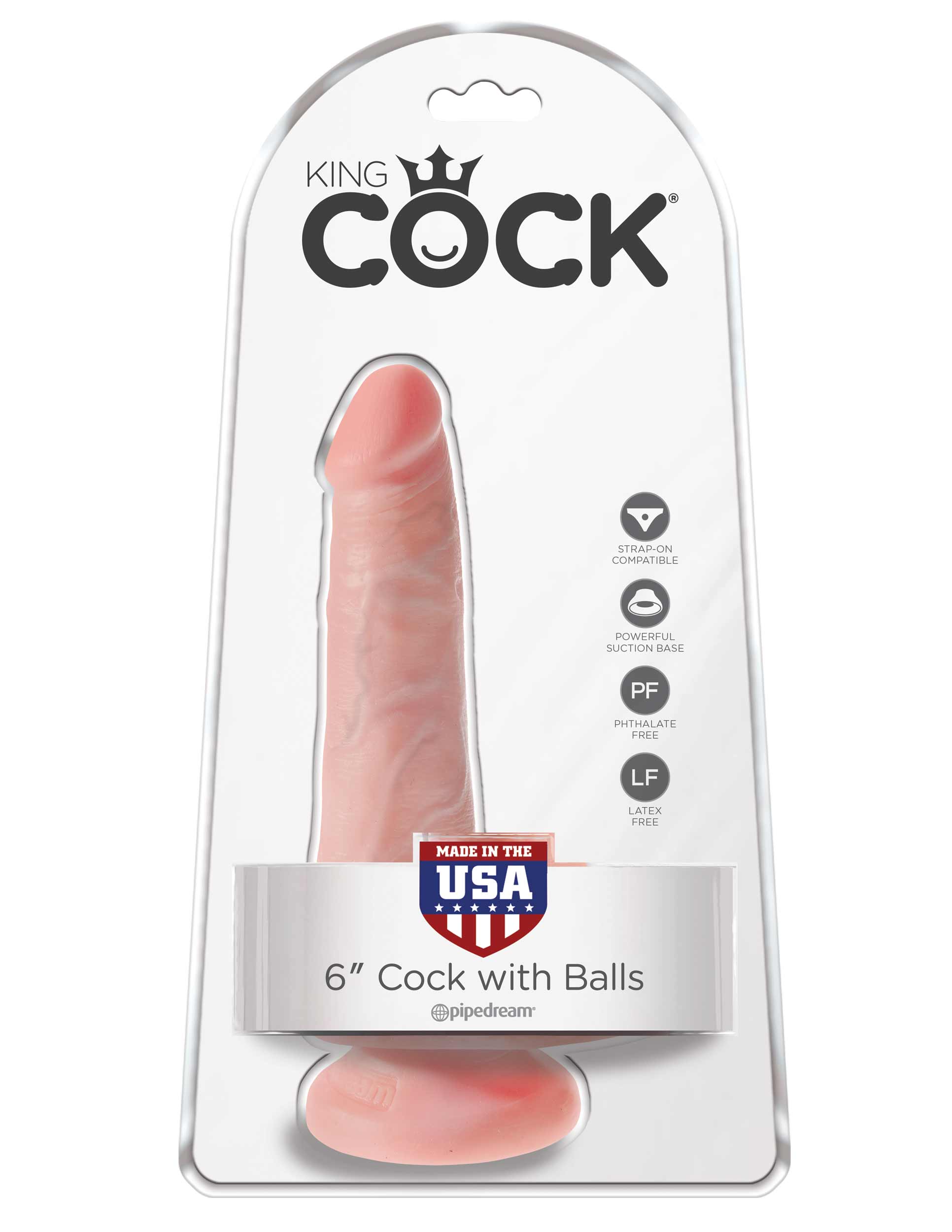 King Cock 6" Cock With Balls Light