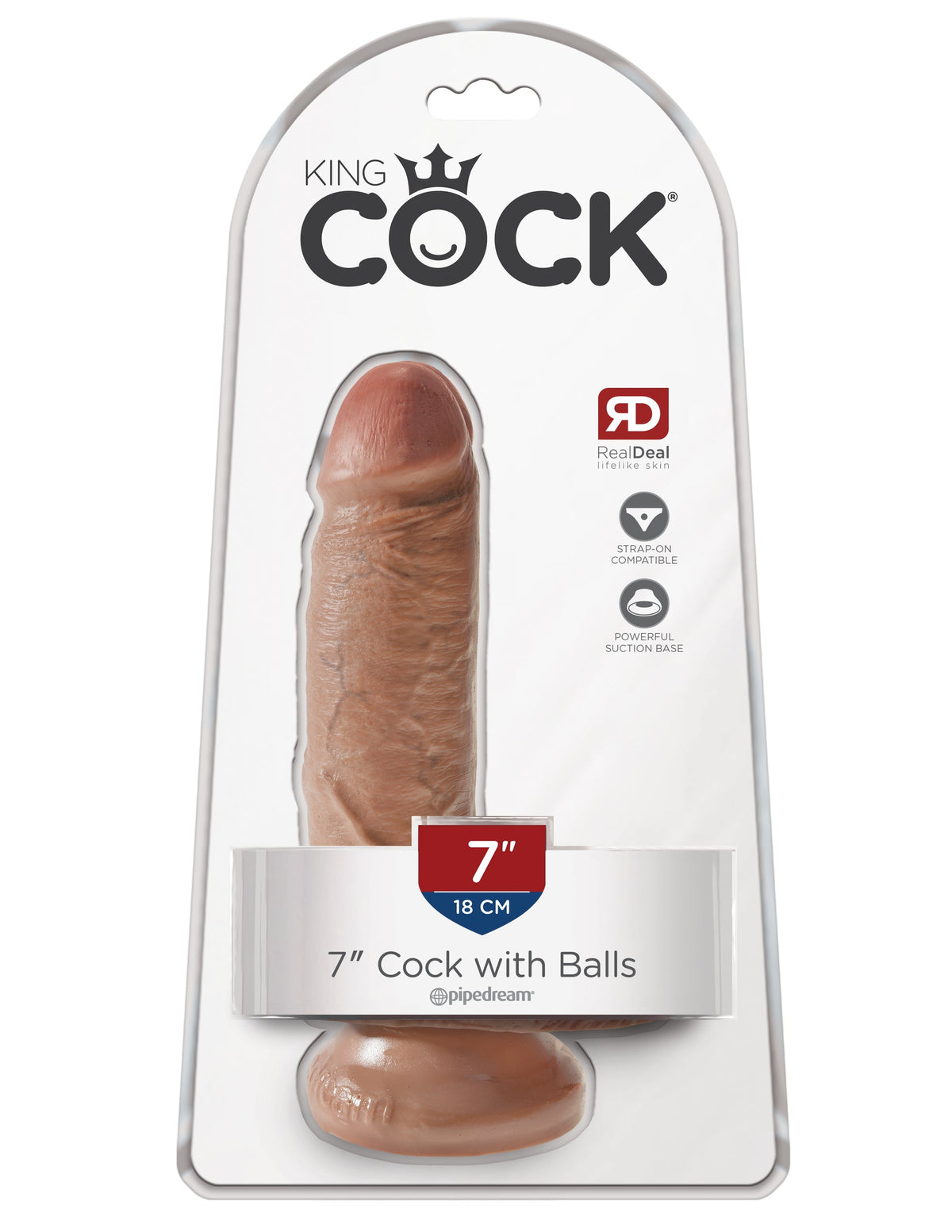 King Cock 7 Inch Cock With Balls - Tan Tan