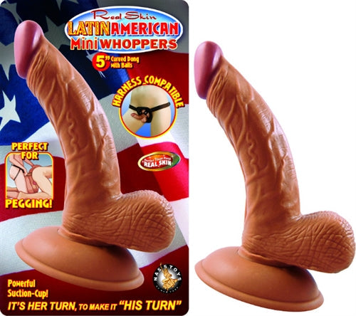 Latin American Mini Whoppers 5-Inch Curved Dong With Balls - Latin 5"