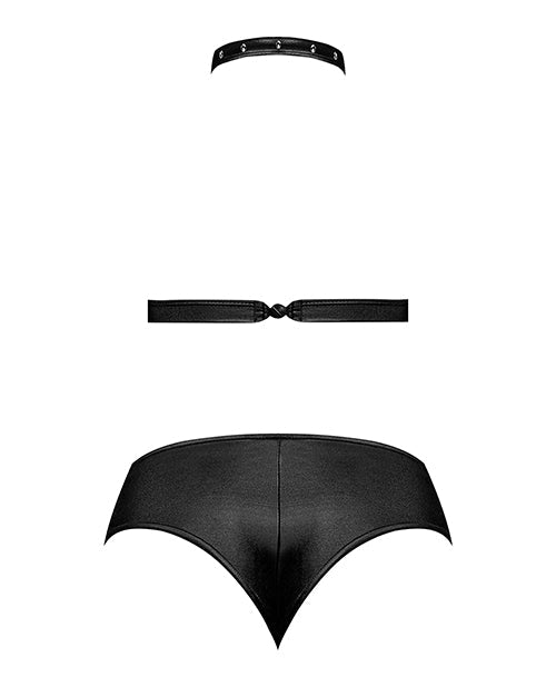 Lust Juno Top W/velcro Choker Neck & Mini Short Black