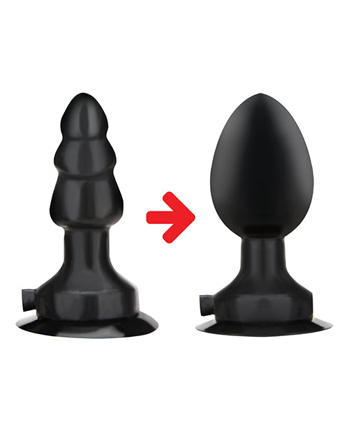Lux Fetish 4" Inflatable Vibrating Butt Plug W/suction Base - Black