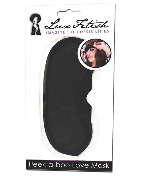 Lux Fetish Peek A Boo Love Mask Blindfold - Black