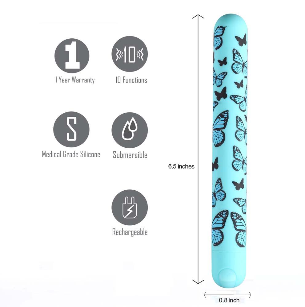 Monarch Butterfly Pattern Long Rechargeable Massager Bullet