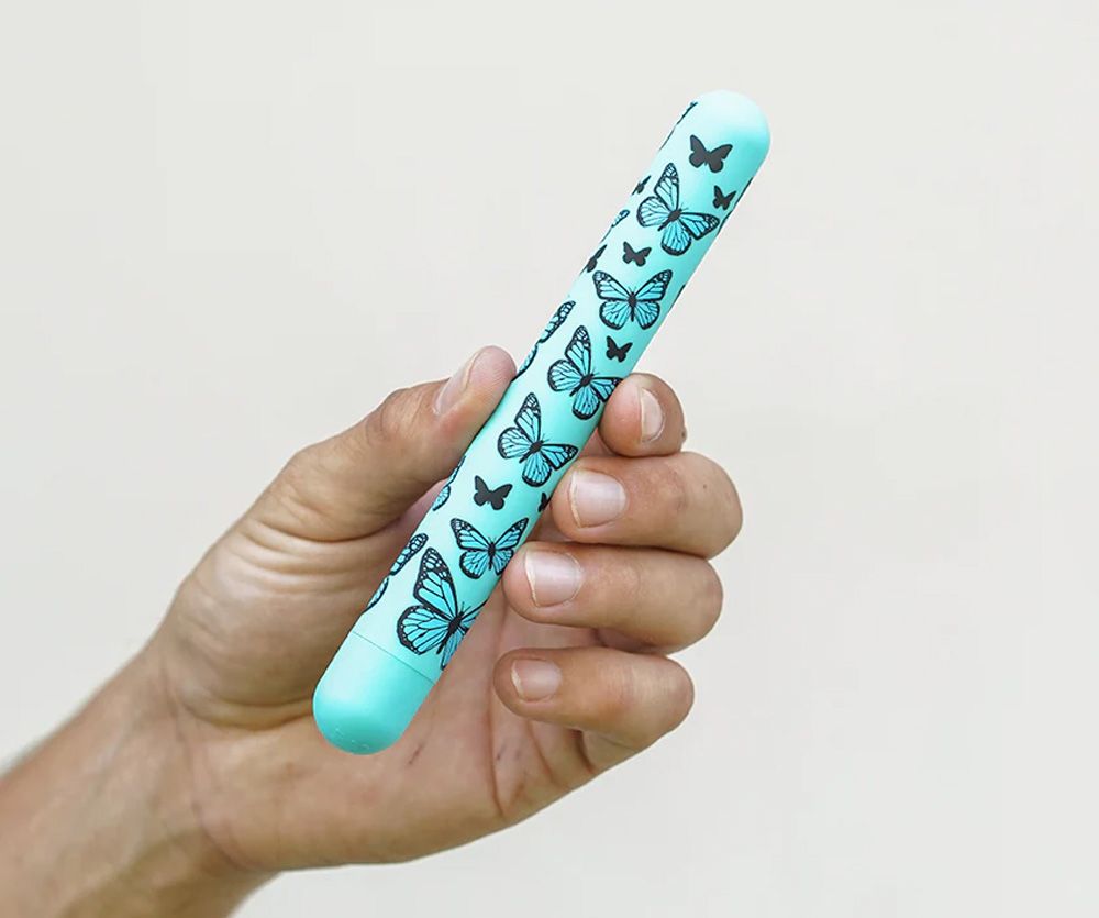 Monarch Butterfly Pattern Long Rechargeable Massager Bullet