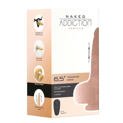Naked Addiction 6.5in Vanilla Thrusting Dong W/ Remote