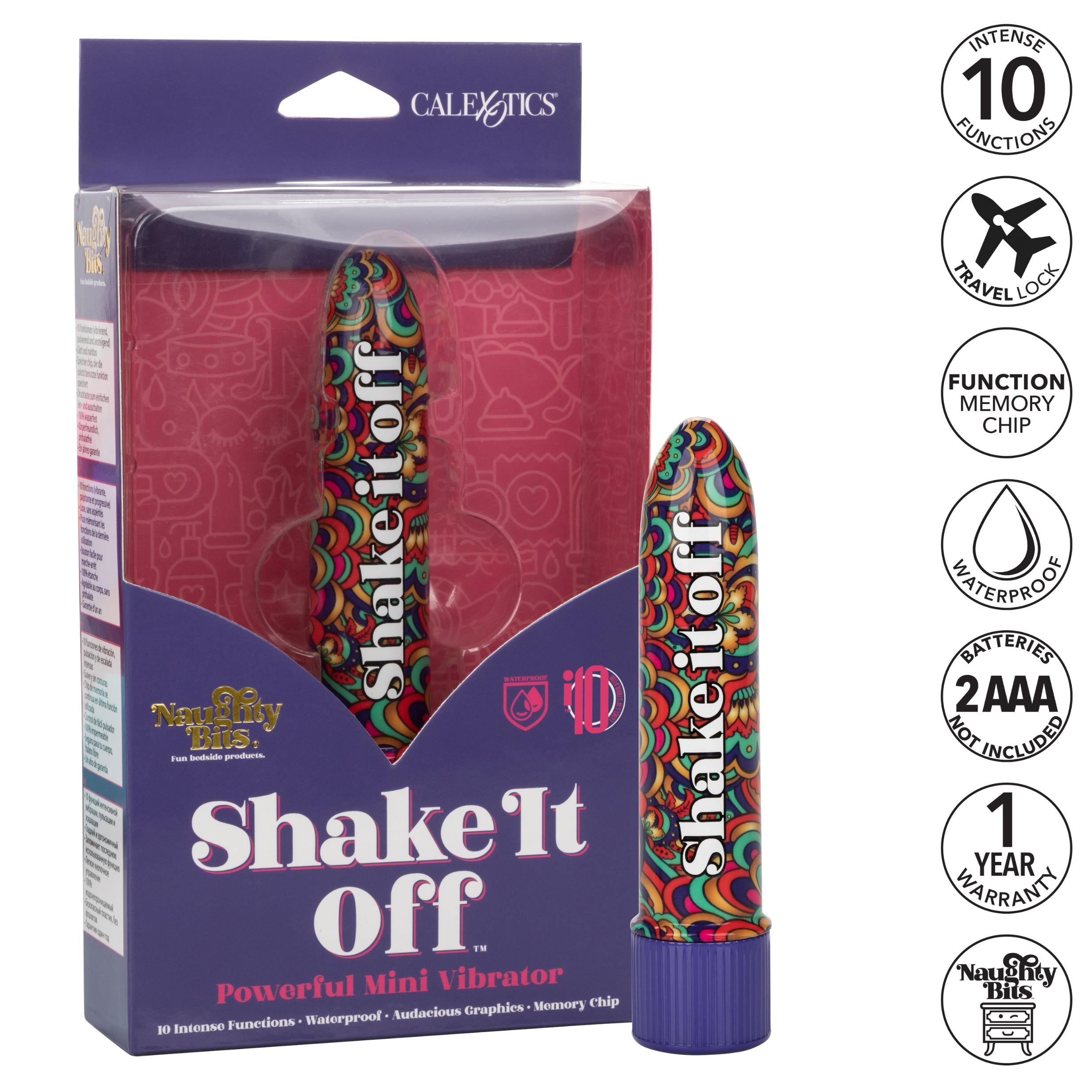 Naughty Bits Shake It Off Powerful Mini Vibrator - Multi Color