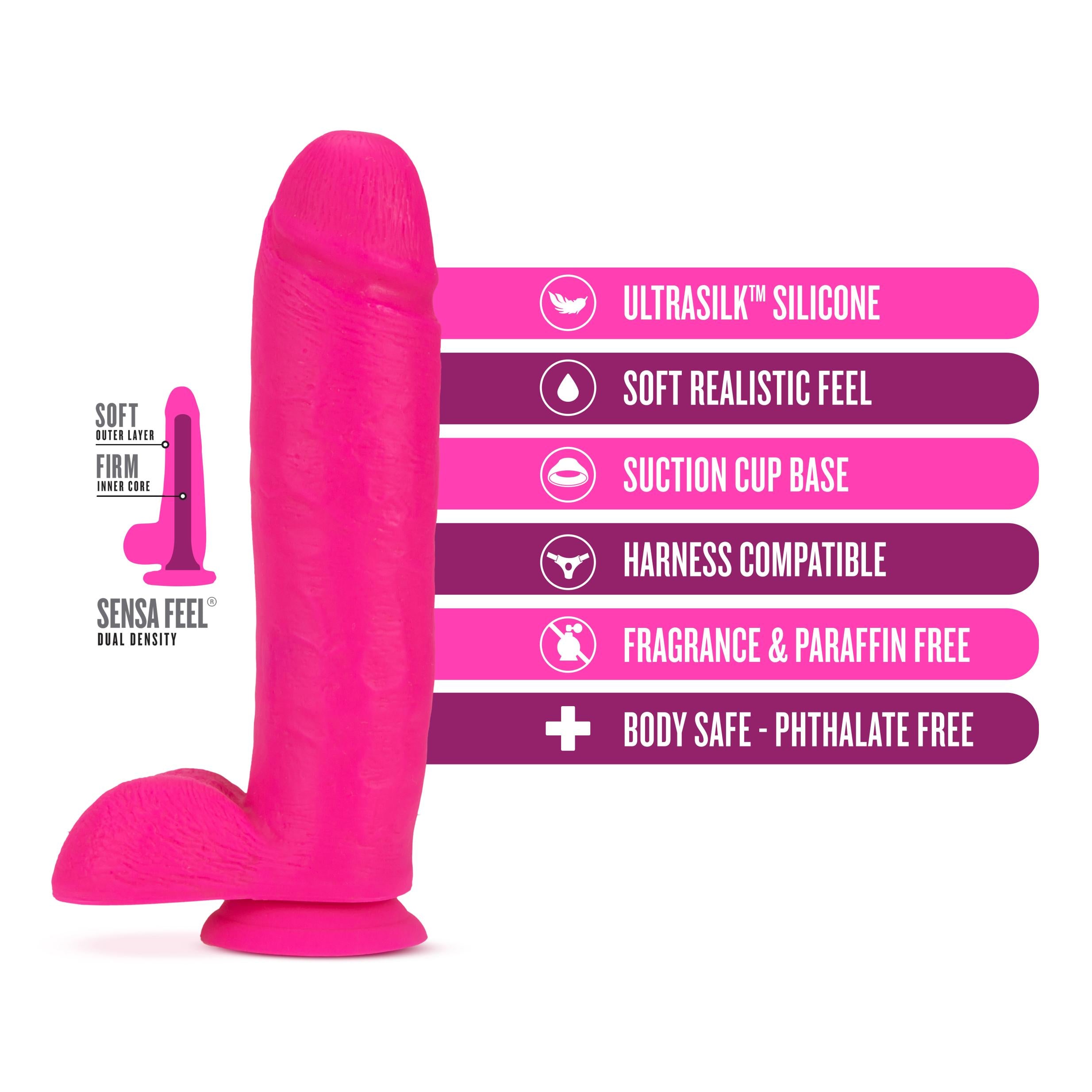 Neo Elite 10in Dual Density Cock W/ Balls Neon