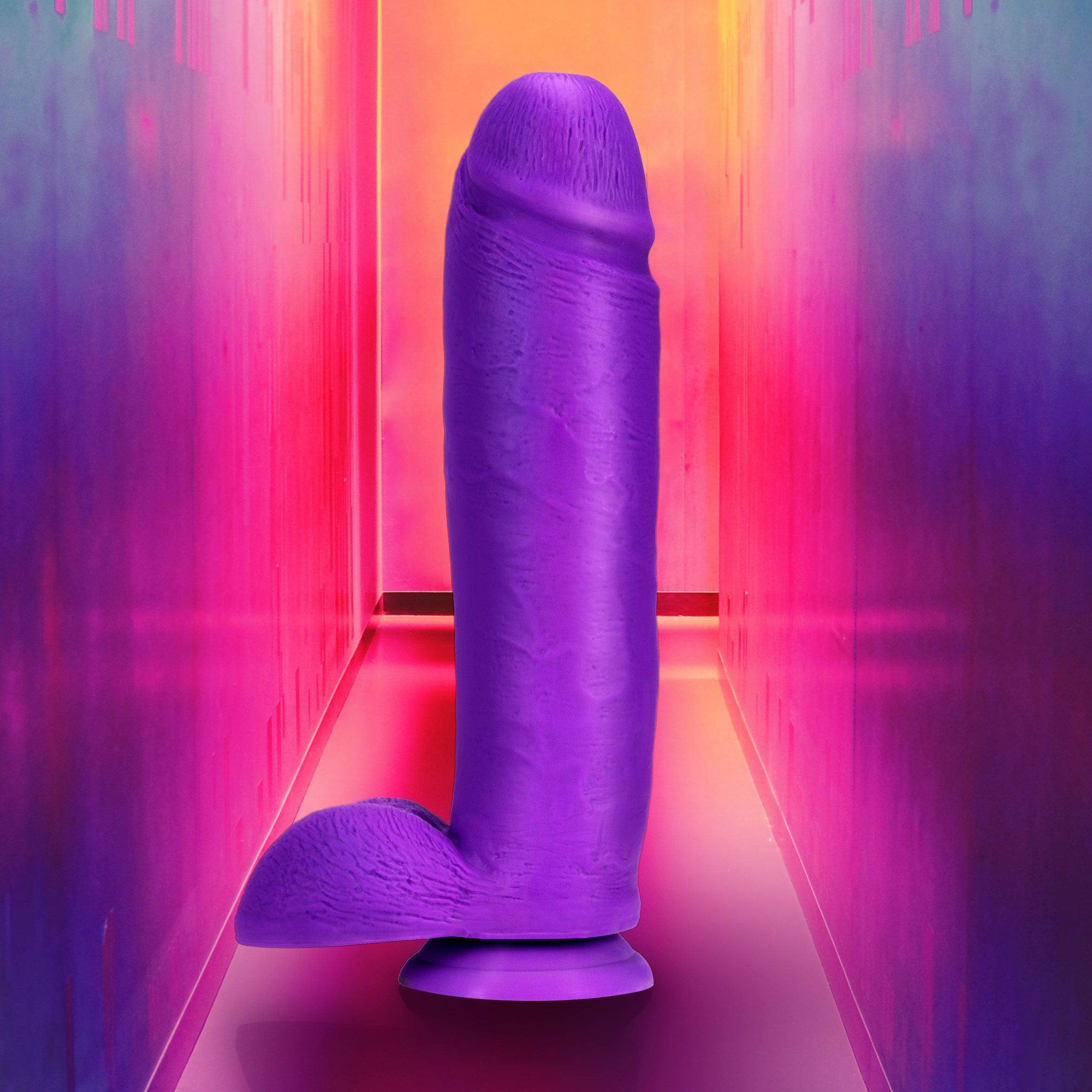 Neo Elite 10in Dual Density Cock W/ Balls Neon