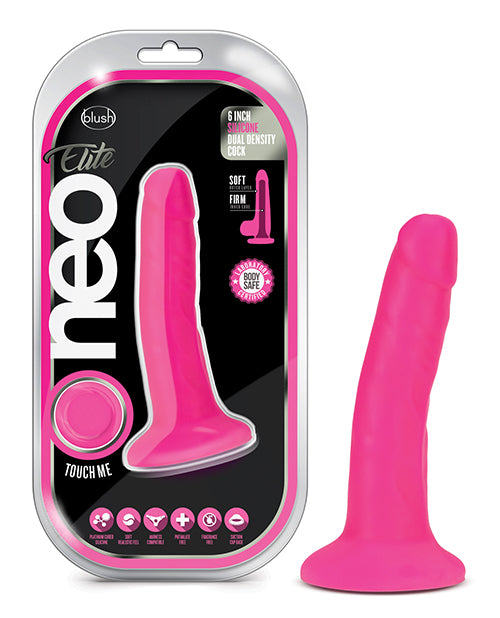 Neo Elite - 6 Inch Dual Density Cock - Neon Blue Neon Pink