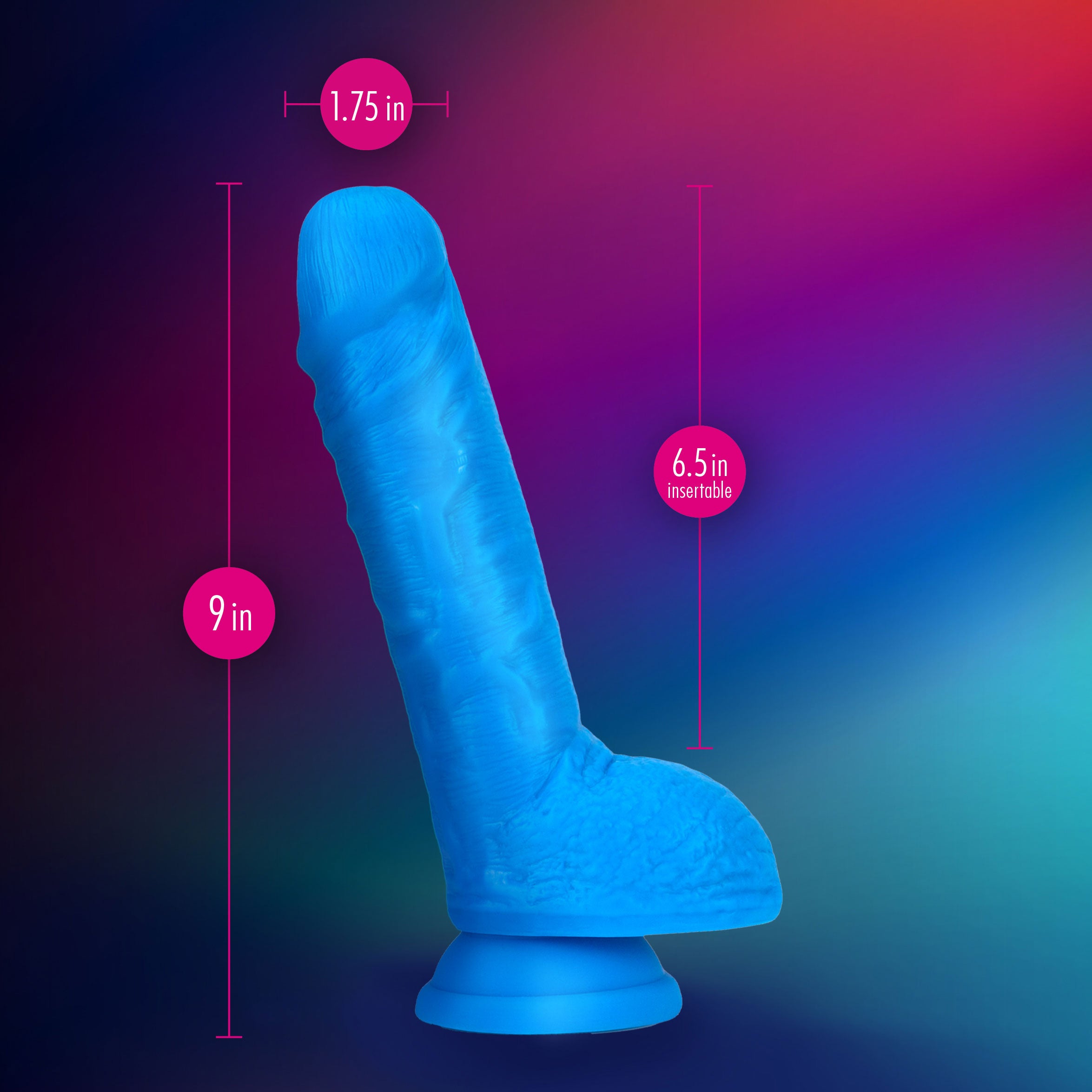 Neo Elite 9in Dual Density Cock /w Balls Neon Blue