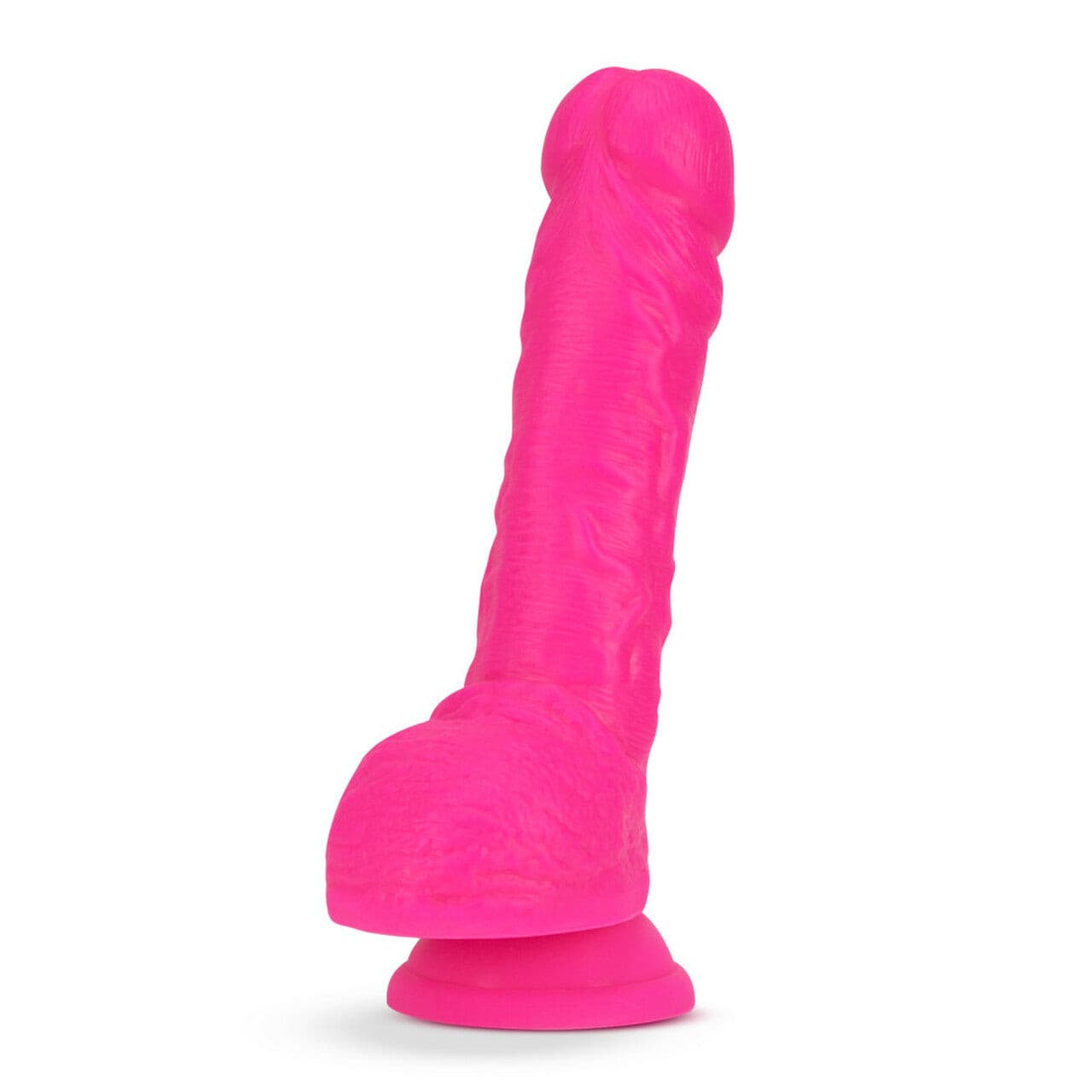 Neo Elite 9in Dual Density Cock W/ Balls Neon Pink