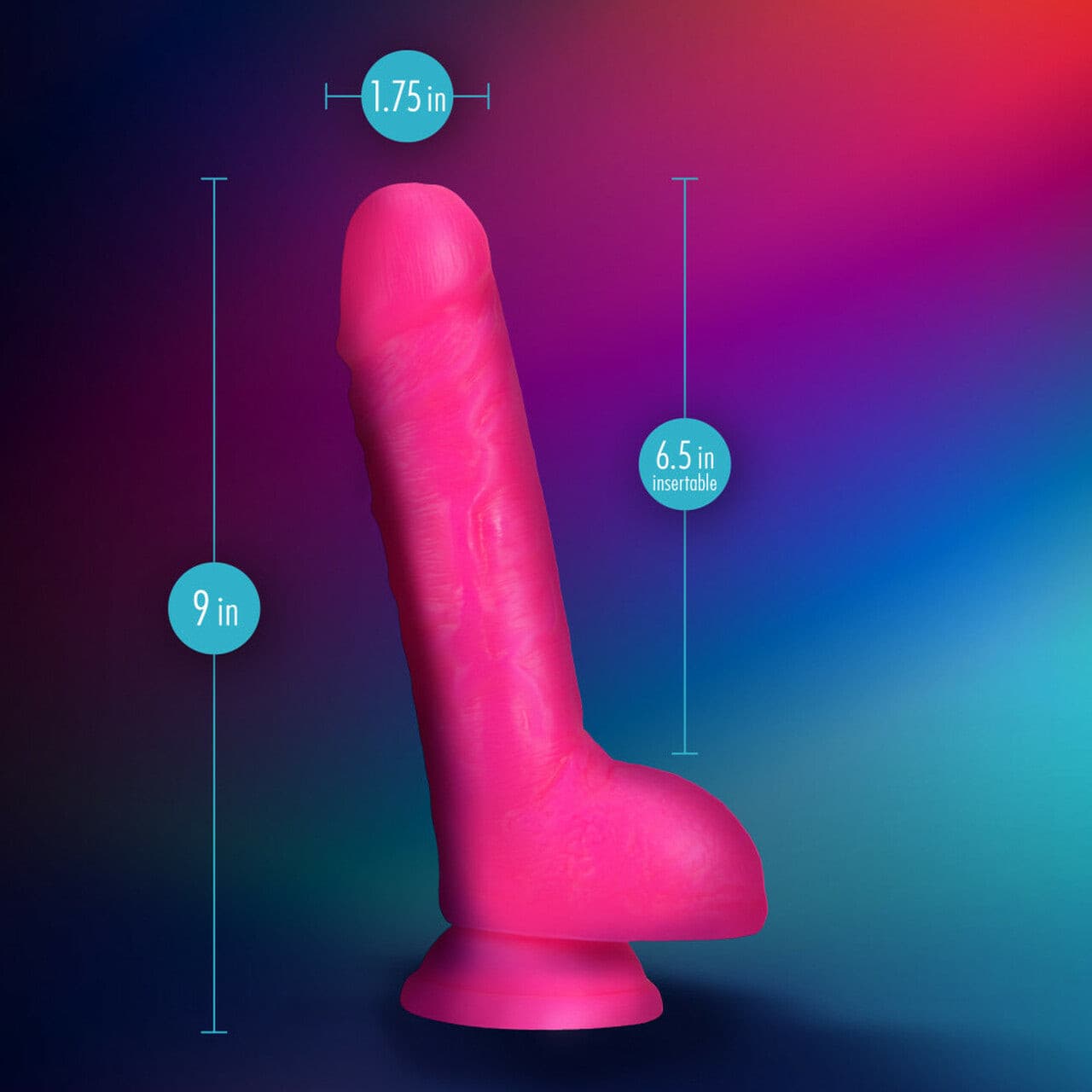 Neo Elite 9in Dual Density Cock W/ Balls Neon Pink