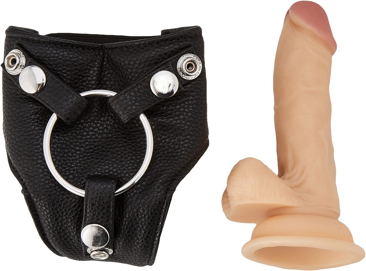 Ouch! Realistic 7 in. Strap-On Dildo and Elastic Harness - Beige