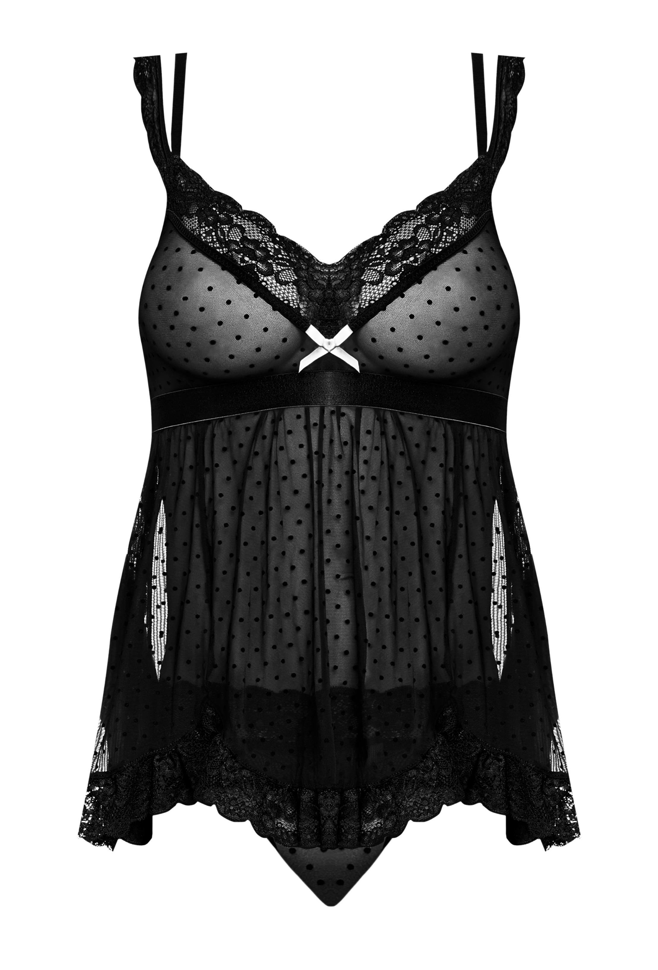 Passion Pointe Baby Doll & Panty Set Black Small/ Medium