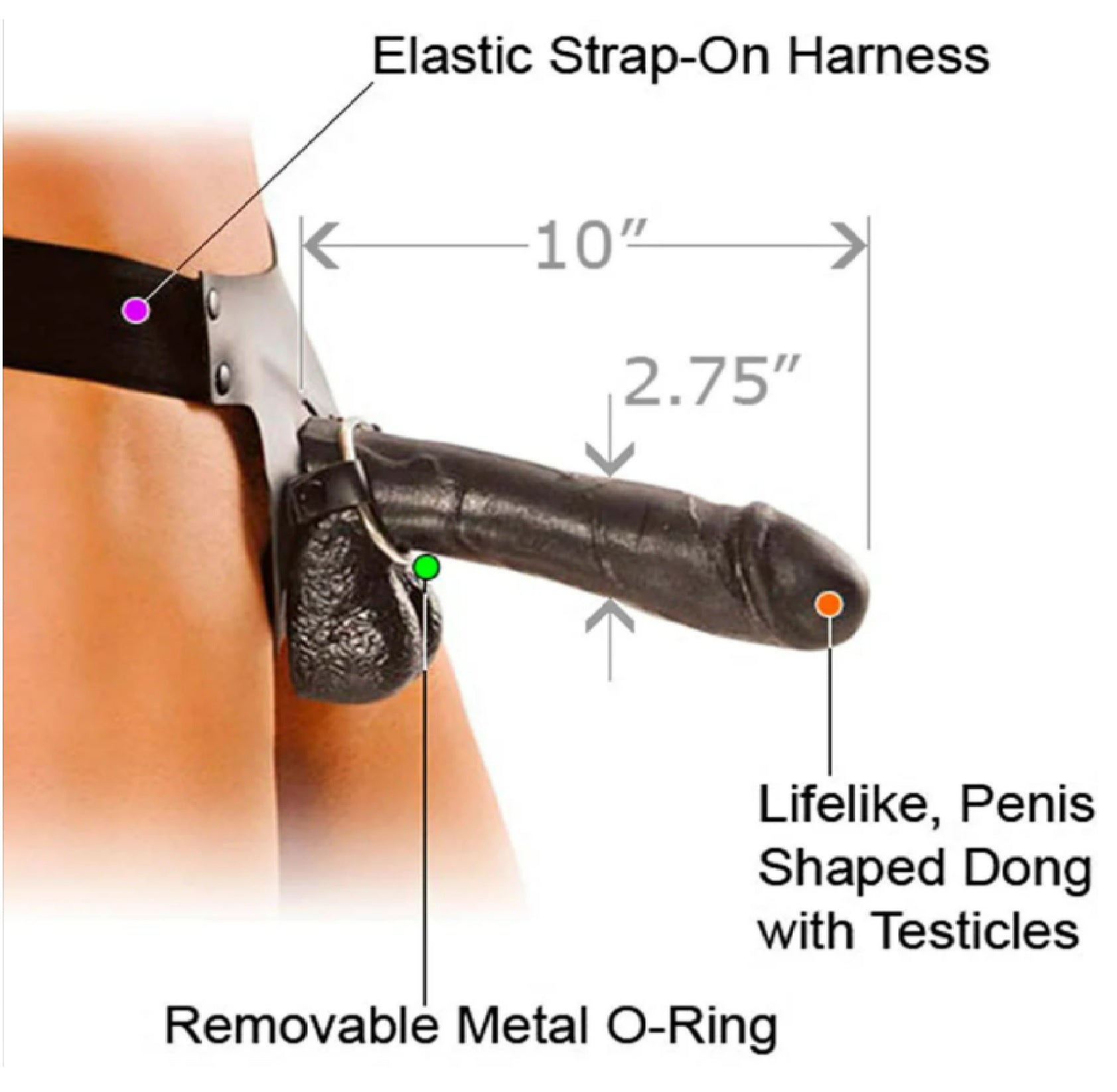 Pipedream Fetish Fantasy Series Big Daddy 10 in. Hollow Strap-On With Balls - Black