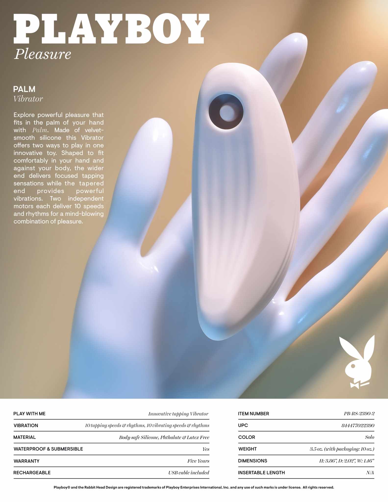 Playboy Pleasure - Palm - Vibrator - Light Pink