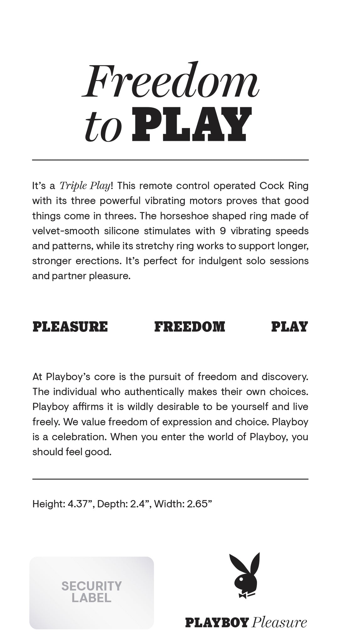 Playboy Pleasure Triple Play Cock Ring - 2 Am