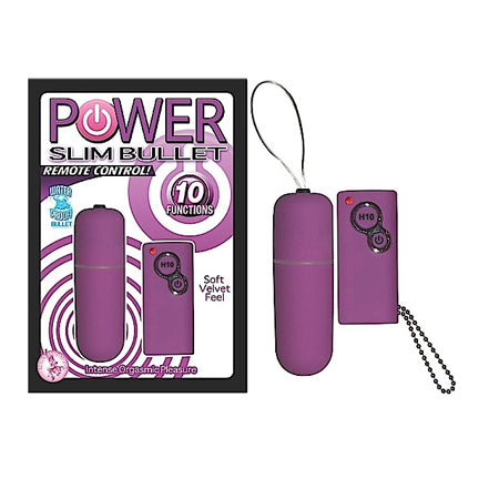 Power Slim Remote Control Bullet Vibrator - Purple