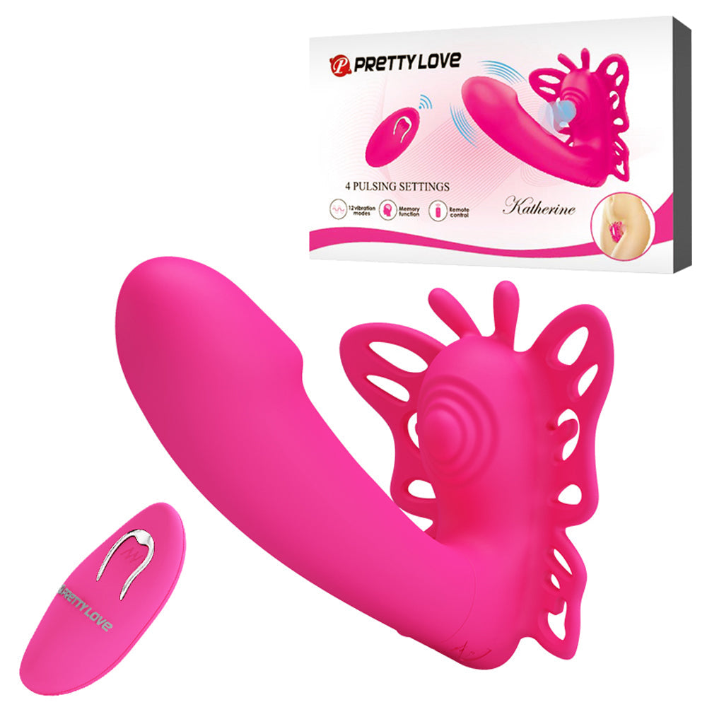 Pretty Love Katherine Wearable Butterfly Vibrator - Fuchsia