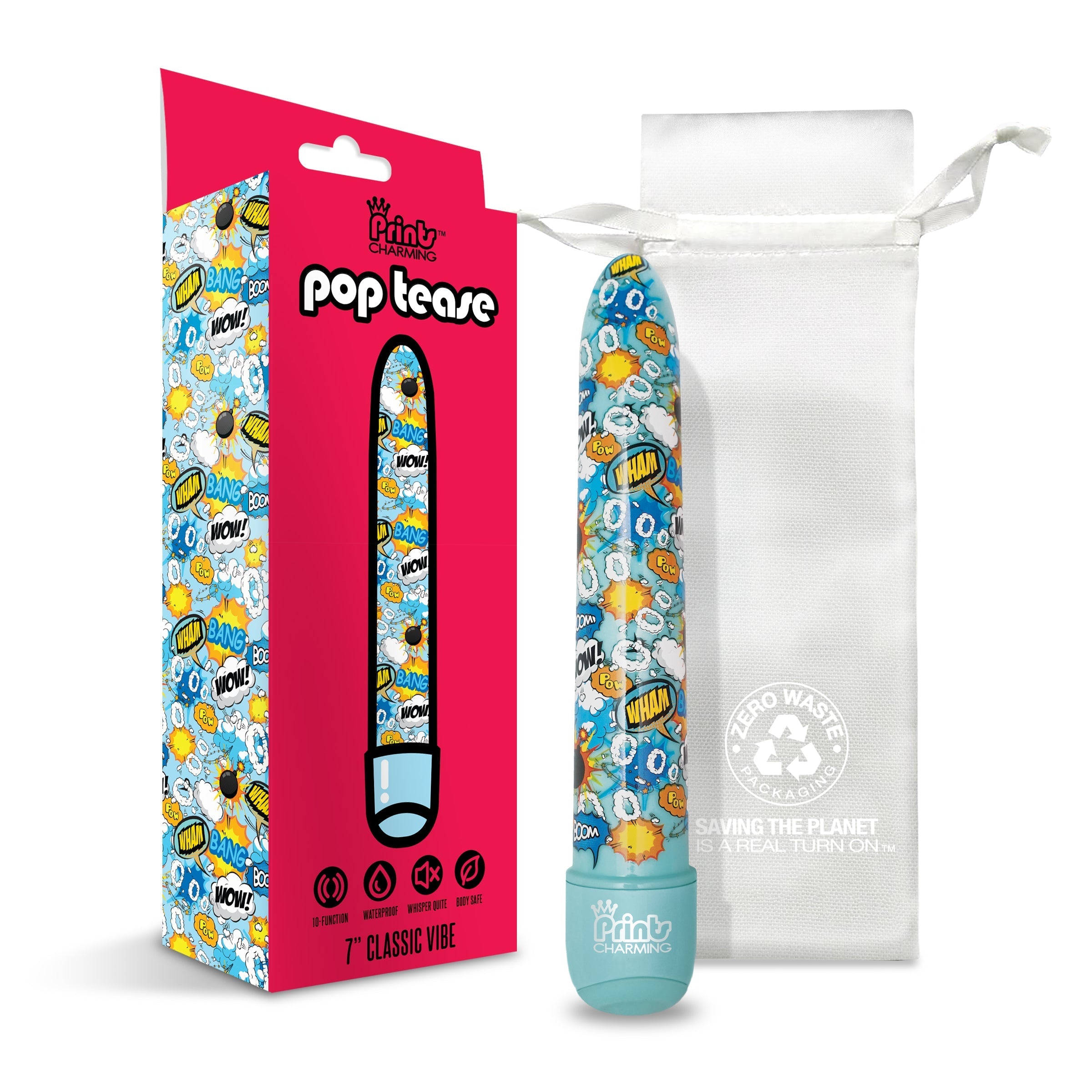 Prints Charming Pop Tease 7 Inch Classic Vibrator Wham - Blue