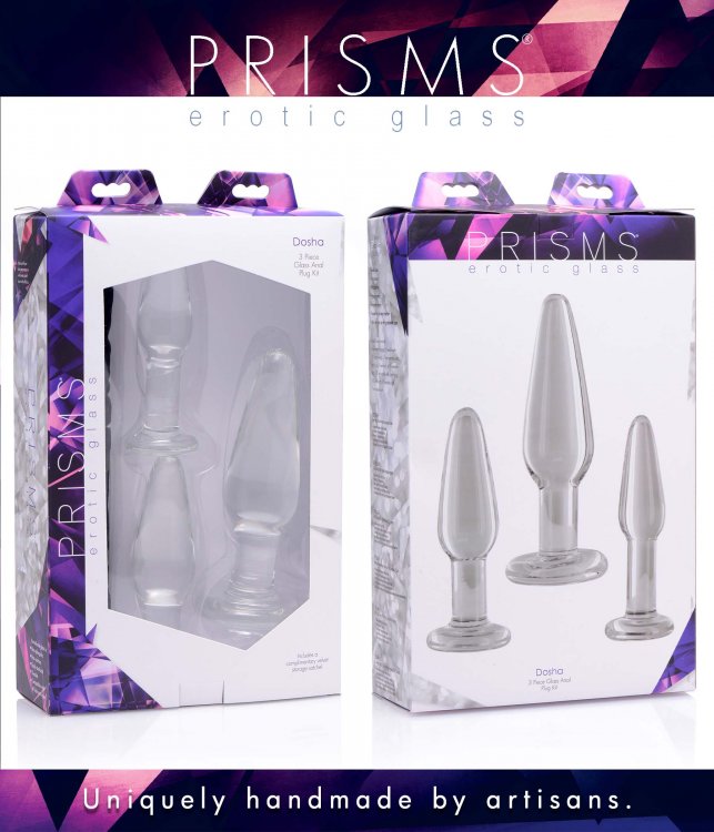 Prisms Dosha 3 Piece Glass Anal Plug Kit