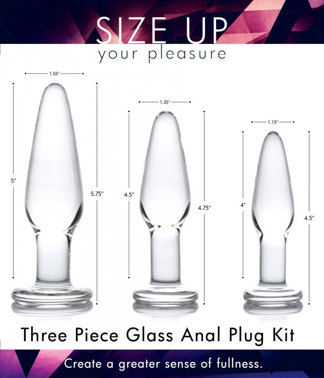 Prisms Dosha 3 Piece Glass Anal Plug Kit
