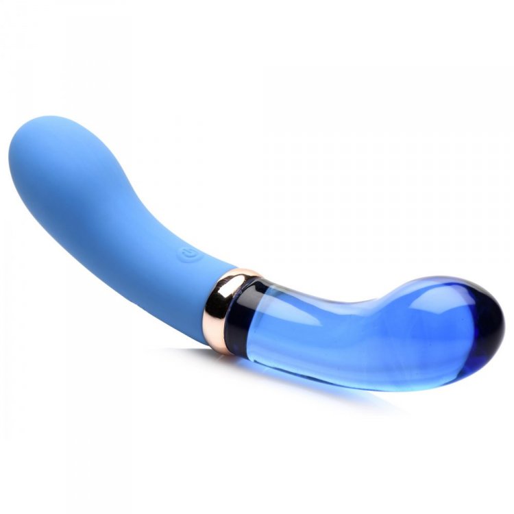 Prisms Vibra-glass Bleu Dual Ended Glass G-Spot Dildo