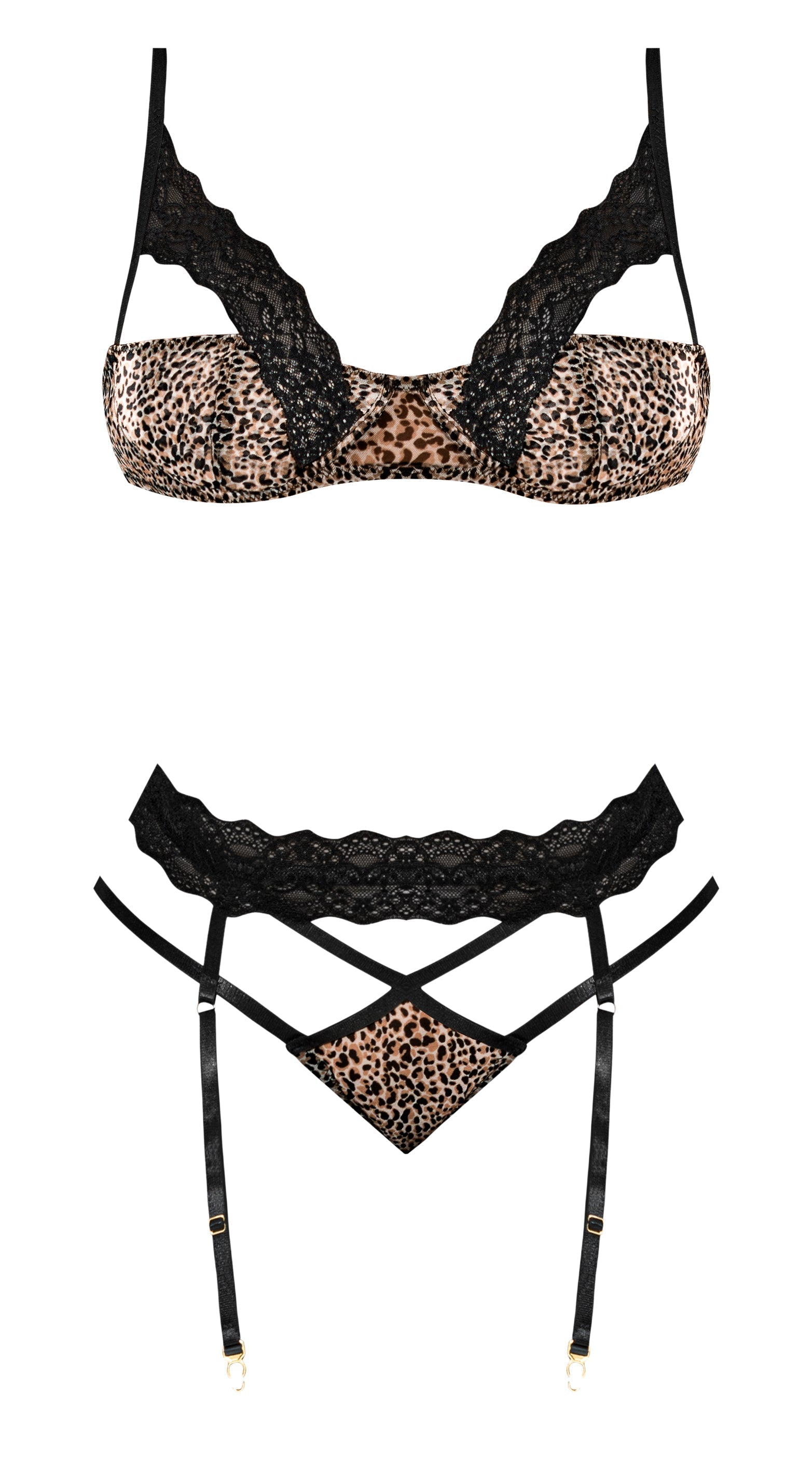 Purrfect Bra & Garter Panty Leopard 2xl