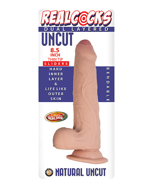 Realcocks Dual Layered Uncut Sliders 8.5" Thin Tip White