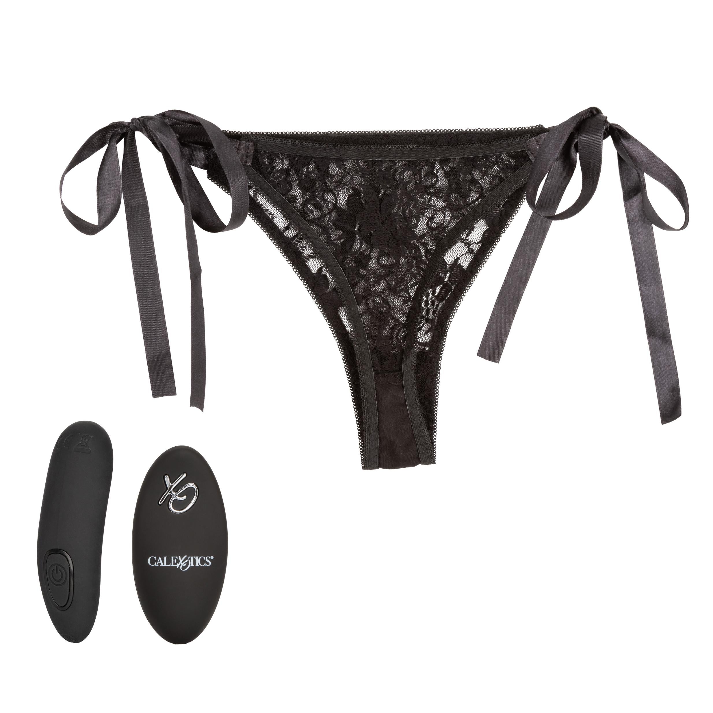 Remote Control Lace Thong Set - Burgundy